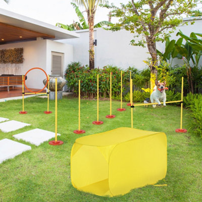 Outdoor Dog Agility Training Set 4 Piece Obstacle Course Jump Tunnel Ring Poles - Image 6