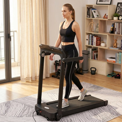 Homcom 1.85Hp Foldable Electric Treadmill Fitness Safety Lock Led Screen Black from B&Q