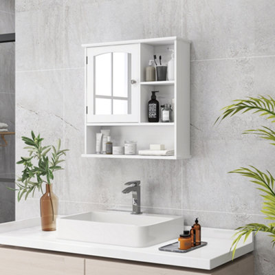 B&Q -  Wall Mounted Bathroom Mirror Glass Storage Cabinet Cupboard With Shelf