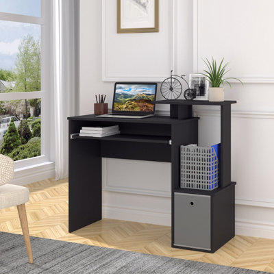Homcom Unisex Black Computer Desk With Sliding Keyboard Tray Storage Drawer Shelf In - Image 5