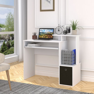 Homcom Computer Desk White Rubberwood 1 Drawer 1 Pedestal 400 (W) X 1,000 (D) X 866 (H) Mm E1 Grade Particle Board - Image 9