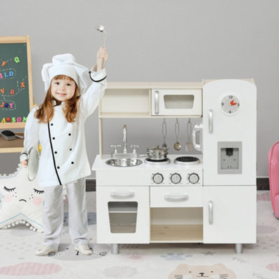 Homcom Luxury Kitchen Playset With Accessories Pretend Cooking Set White from B&Q