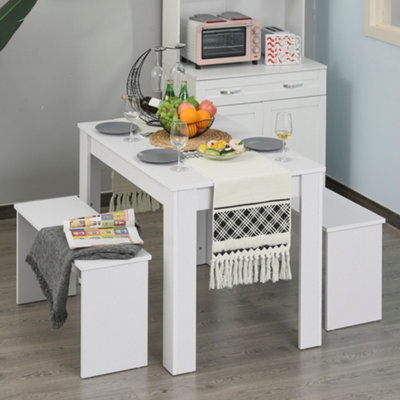 Rackhams White Kitchen Dining Table And 2 Benches Set, Table And Chairs Set For Limited Space, - Image 8