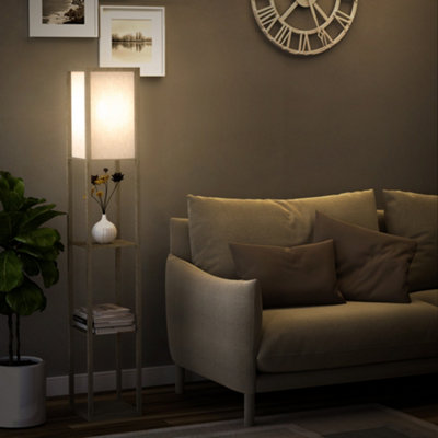 HOMCOM Floor Lamp Reading Lamp with 3-Tier Storage Shelf for Home Office in Beige - Image 9