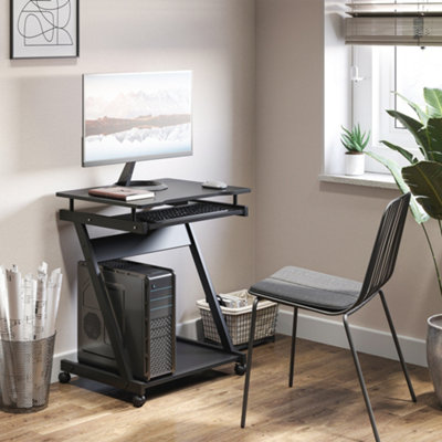 Homcom Movable Computer Desk With 4 Moving Wheels Black from B&Q