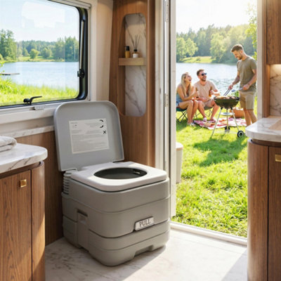 Homcom Unisex Grey Portable Travel Toilet Outdoor Camping With 2 Detachable Tanks In 10L - Image 8