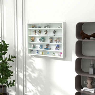 Wall Mount Slim Cabinet 5 Tier Display Glass Door  Collectables Organiser White - Image 5