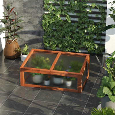 Outsunny Square Wooden Outdoor Greenhouse For Plants Pc Board 100 X 65 X 40Cm from B&Q