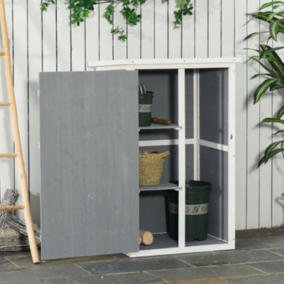 Outsunny Garden Shed Outdoor Tool Storage W/ 2 Shelve 75 X 56 X115Cm Grey