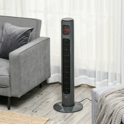 Homcom 38 Inch Tower Fan With Oscillation 3 Speed And 3 Mode Indoor Grey from B&Q