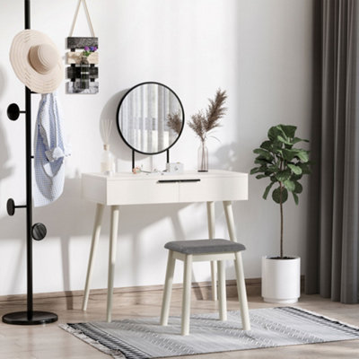 Homcom Dressing Table Vanity Set Make Up Desk With Mirror & Stool White from B&Q