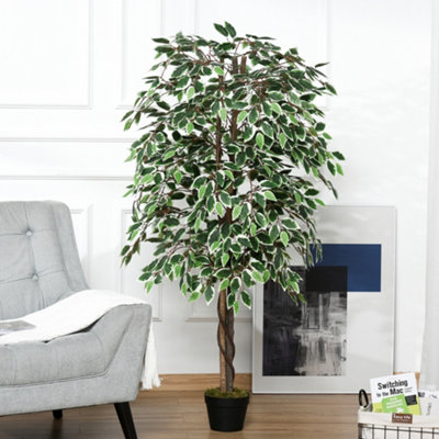 Outsunny 160Cm/5.2Ft Artificial Ficus Tree Fake Plant In Pot Indoor from B&Q