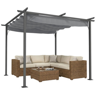 B&Q -  3X3M Outdoor Pergola Metal Gazebo Porch Awning Retractable Canopy