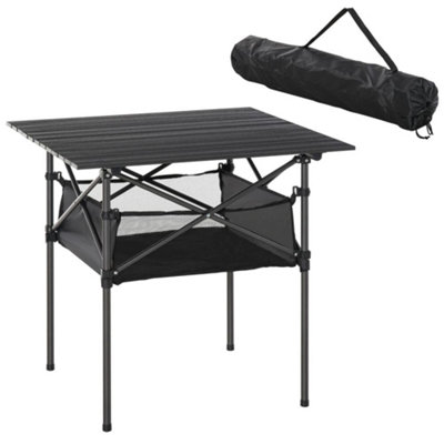 Outsunny Aluminum Camping Table Roll-Top Folding Table Picnic Table W/ Mesh  BagBlack from B&Q