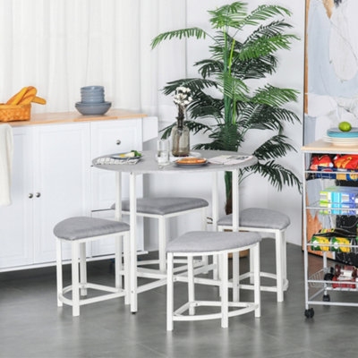 Homcom Modern Round Dining Table Set - Grey - Image 6