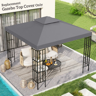Rackhams Grey 3(M) Gazebo Top Cover Double Tier Canopy Replacement Pavilion Roof Deep - Deep - Image 6