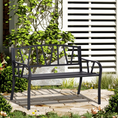 Outsunny Metal Loveseat 2-Seater Outdoor Furniture W/ Ergonomic Armrest from B&Q
