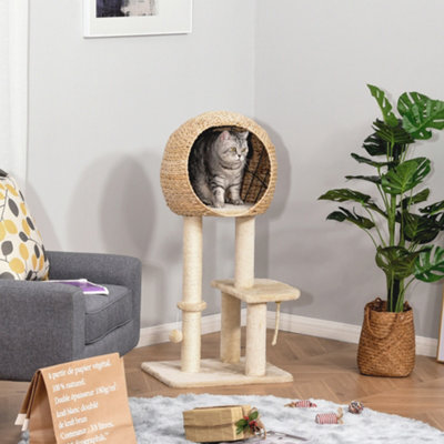 Pawhut 100Cm Kitten Climbing Tower For Indoor Cats With Sisal PostBeige from B&Q