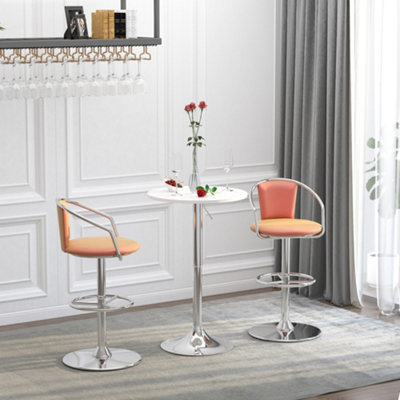 HOMCOM 60cm Adjustable Swivel Round Bar Table - White Metal Frame MDF Top - Image 10