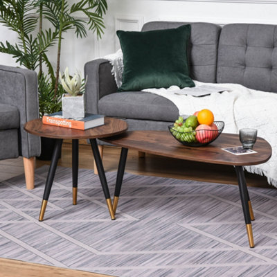 Homcom Coffee Table Set Of 2 Nesting End Side Tables For Living RoomWalnut from B&Q