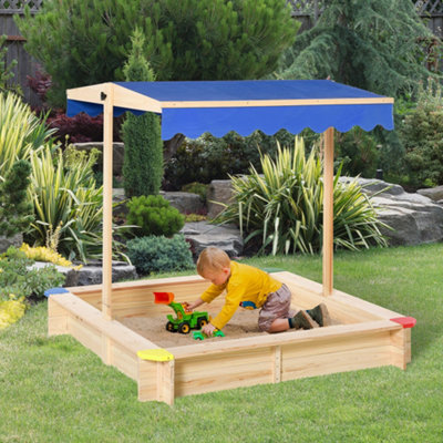 Outsunny Kids Wooden Cabana Sandbox Children Outdoor Playset W/ Bench Canopy from B&Q