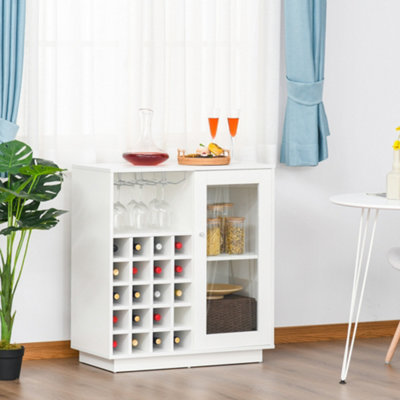 Homcom Sideboard Wine Cabinet Cupboard Glass Door, Glass Holder & Wine Rack