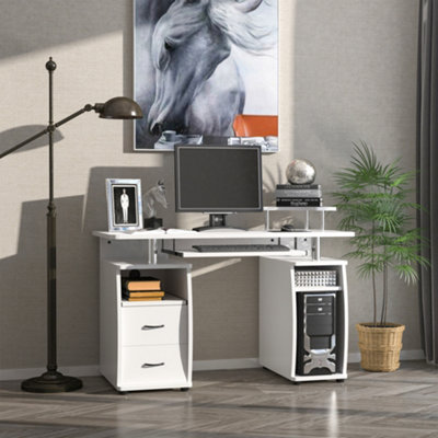 Homcom Computer Office Desk Workstation W/keyboard TrayDrawerWhite from B&Q