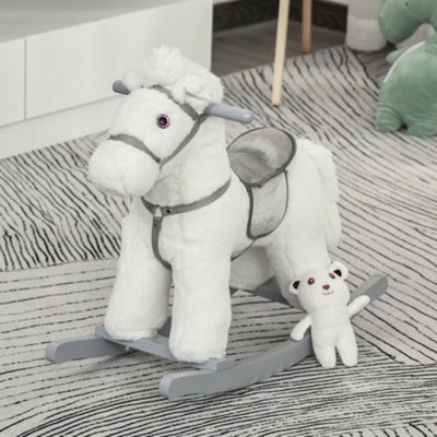 Homcom Kids Plush Ride-On Rocking Horse With Plush Toy Sound Handle Grip from B&Q