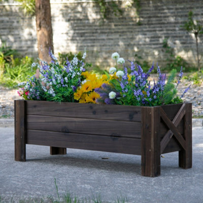 Outsunny Wooden Garden Raised Bed Planter Grow Containers Pot100X36.5X36Cm from B&Q