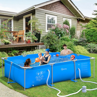 Outsunny Steel Frame Swimming Pool W/ Filter Pump And Reinforced SidewallsBlue from B&Q