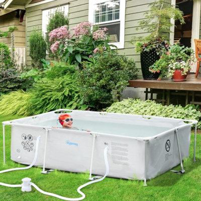 Outsunny Steel Frame Swimming Pool W/ Filter Pump And Reinforced SidewallsGrey from B&Q