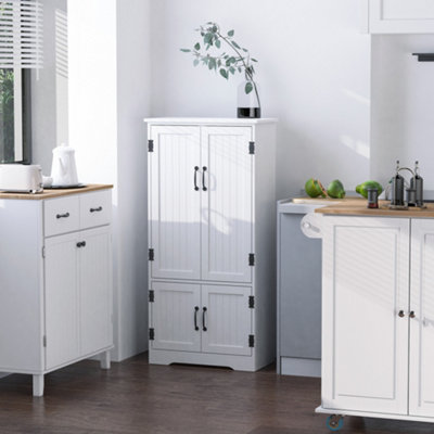 HOMCOM Freestanding Storage Cabinet - White Kitchen Pantry Cupboard with Adjustable Shelving & Metal Hardware - 60W x 30D x 123H cm - Image 9
