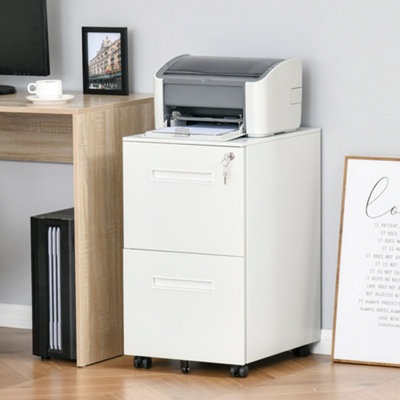Viokef Vinsetto Mobile Lockable File Cabinet W/ Adjustable Hanging File Folder, White