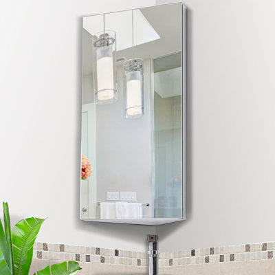 B&Q -  Bathroom Corner Wall Mirror Storage Cabinet Cupboard Stainless Steel