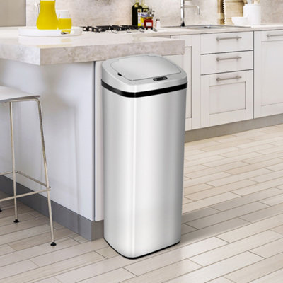 Homcom 50L Infrared Automatic Motion Sensor Dustbin Stainless Steel Trash Can from B&Q