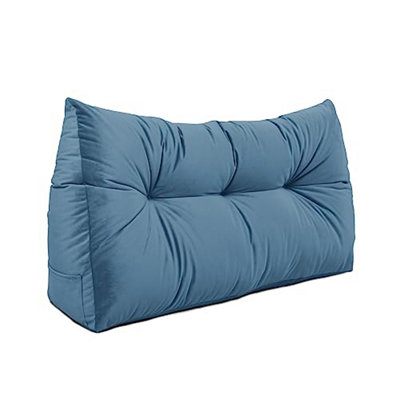 Lancashire Textiles Faux Suede Triangular Wedge King Bed Headboard Cushion For Ultimate Comfort In Light Blue 20 X 50 X 150Cm from B&Q