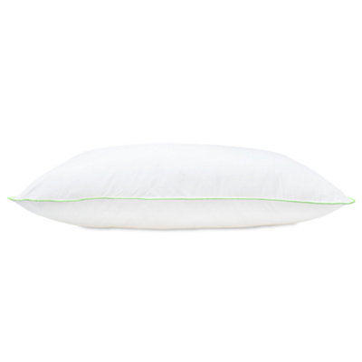 Lancashire Textiles Cotton Pillow Pack Of 2Green Piping EdgeHollowfibre Filled Medium Firmness And Support Bed Cushion from B&Q