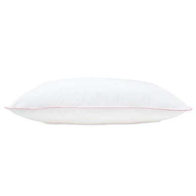 Lancashire Textiles Cotton Pillow Pack Of 2Pink Piping EdgeHollowfibre Filled Medium Firmness And Support Bed Cushion from B&Q