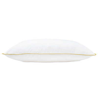 Lancashire Textiles Cotton Pillow Pack Of 2Gold Piping EdgeHollowfibre Filled Medium Firmness And Support Bed Cushion from B&Q