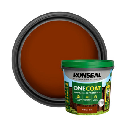Ronseal One Coat Medium Oak Matt Medium Base Exterior Shed & Fence Protector Wood Paint5L Tub from B&Q