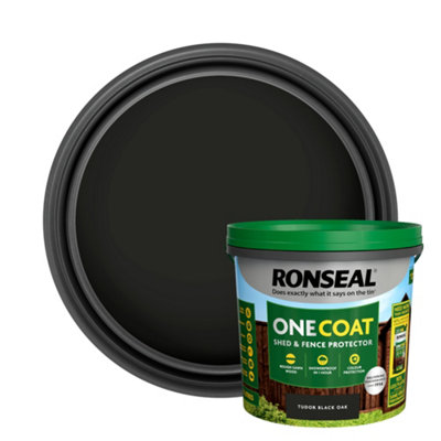 B&Q -  One Coat Tudor Black Oak Matt Medium Base Exterior Shed & Fence Protector Wood Paint5L Tub