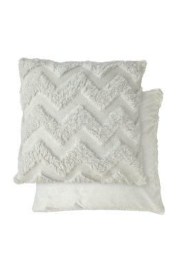 New Edge Blinds Newedgeblinds Newton Zig Zag Collection Soft Touch Cushion Cover In White, White - Image 4