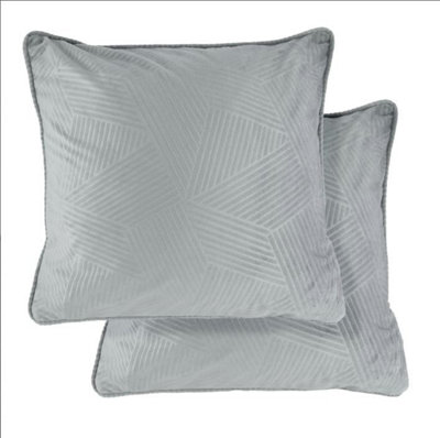 Serene Silver Soft Velvet Geometric Cushion Cover - 45x45cm - Image 4