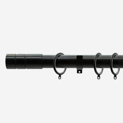 Matt Black 28mm Barrel Fixed Length Metal Curtain Pole  480Cm from B&Q