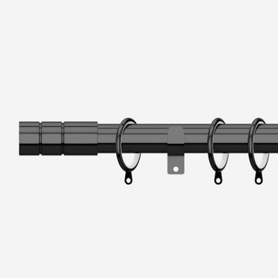 Black Nickel 28mm Barrel Fixed Length Metal Curtain Pole  150Cm from B&Q