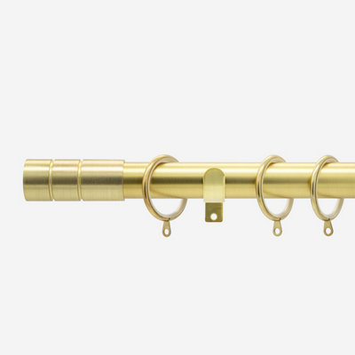 Brushed Gold 28mm Barrel Fixed Length Metal Curtain Pole  85Cm from B&Q