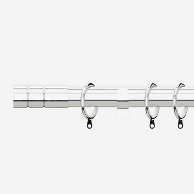 Polished Chrome 28mm Barrel Fixed Length Metal Curtain Pole  150Cm from B&Q