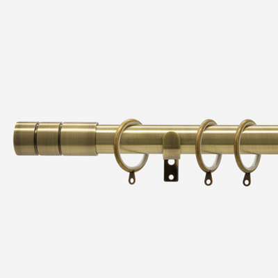 Antqiue Brass 28mm Barrel Fixed Length Metal Curtain Pole  110Cm from B&Q