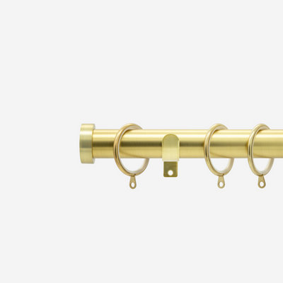 Brushed Gold 28mm Stud Fixed Length Metal Curtain Pole  150Cm from B&Q