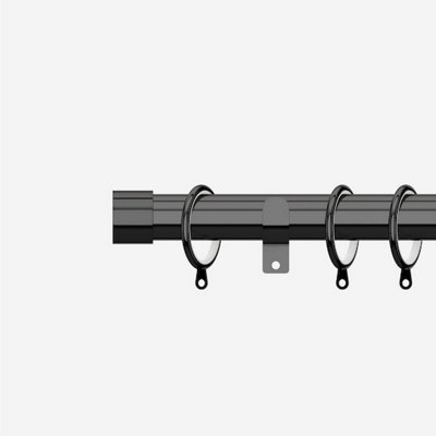 Black Nickel 28mm End Cap Fixed Length Metal Curtain Pole  310Cm from B&Q